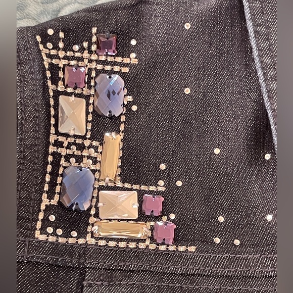 Chico’s Platinum Jean Jacket Size 0 Denim Embellished Rhinestones EUC! - Picture 3 of 10